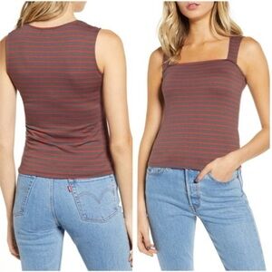 Articles of Society Grey Red Striped Tank Top Women’s Large Sleeveless NWT